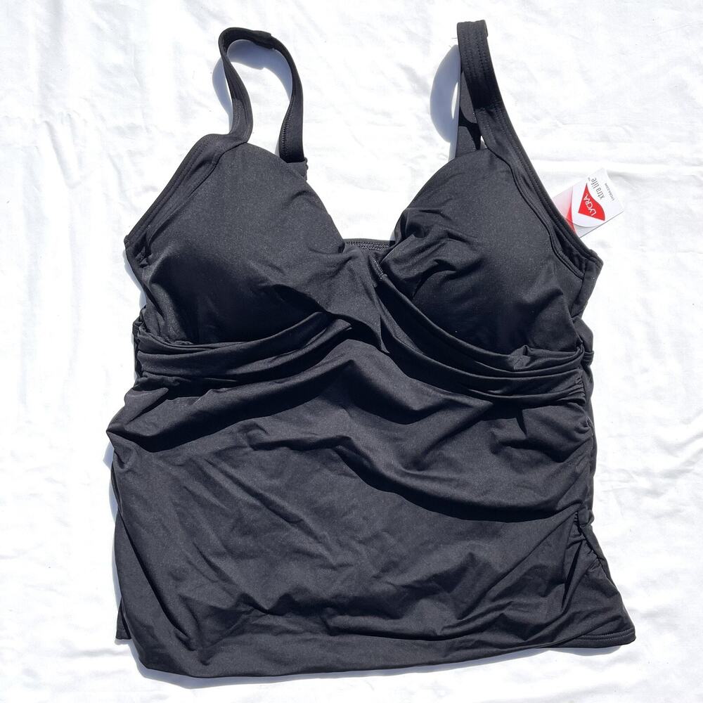 Lands’ End 16W Black Underwire Twist Front Tankini Swimsuit Top